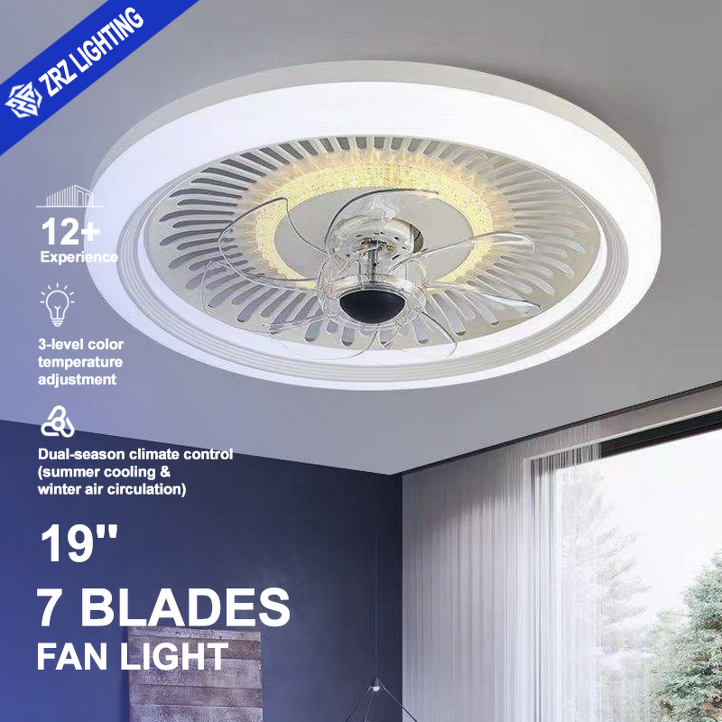 White Ceiling Fan Factory - Home Office LED 5 Blades 3-Speed Flush Mount