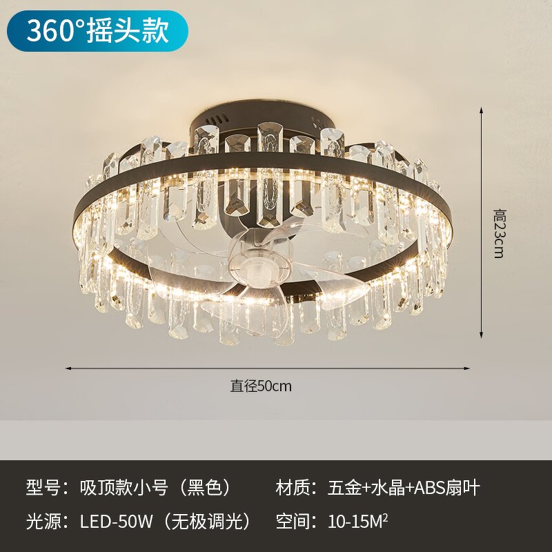 LED Ceiling Fan Light Factory - Luxury Minimalist Crystal 60W Remote Wood ABS