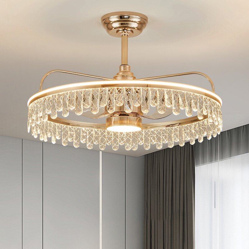 Crystal Ceiling Fan Light Manufacturer - Aluminum Crystal Golden French Luxury