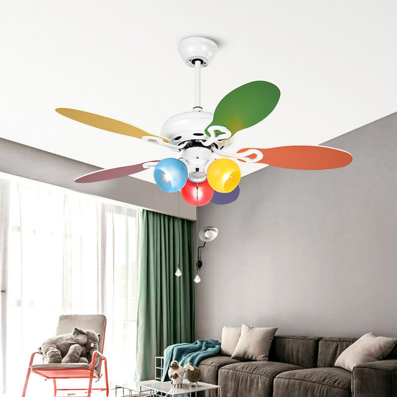 LED Fan Light Factory - Nordic Style Colorful Wood Blades DC Motor Remote