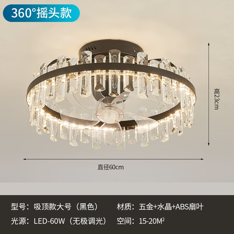 LED Ceiling Fan Light Factory - Luxury Minimalist Crystal 60W Remote Wood ABS