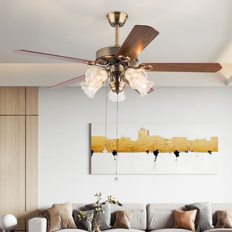 Ceiling Fan Factory - 42 Inch Wooden Leaf E27 Remote Light Kit