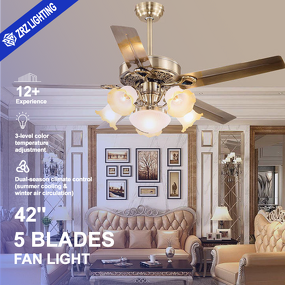 LED Ceiling Fan Manufacturer - Luxury DC Motor Wooden Iron Blade Vintage