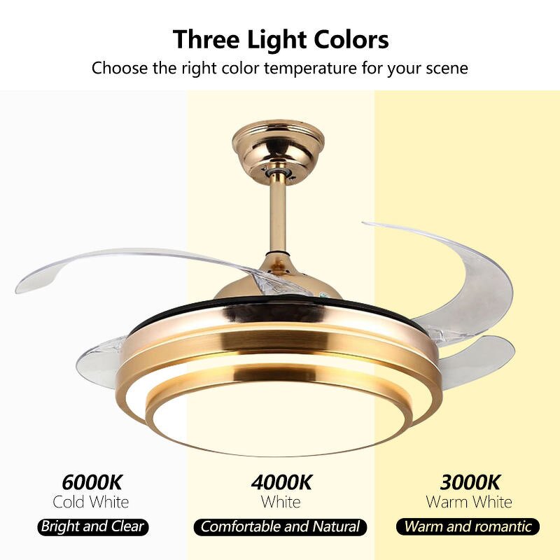 LED Chandelier Fan Manufacturer - Bluetooth Music Gold Invisible