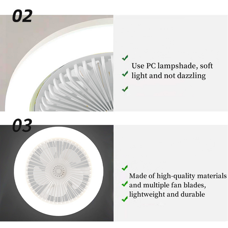LED Fan Lamp Manufacturer - Intelligent E27 Tri-Color Mute Small Remote