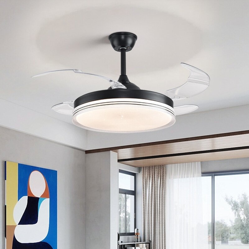 LED Ceiling Fan Light Factory - Modern Nordic Retractable Intelligent