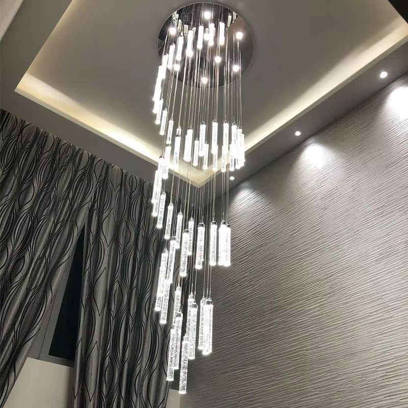 Crystal Pendant Light Manufacturer - Hotel Villa Hall Staircase Long Gold