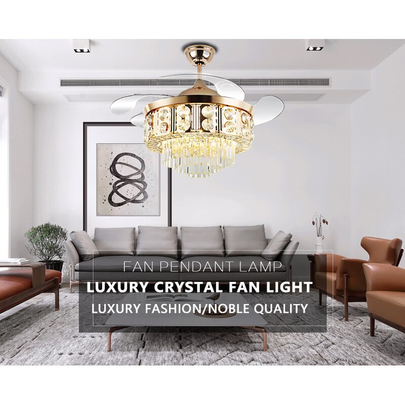 Ceiling Fan Light Factory - Wholesale 42 48 Inch Luxury Crystal LED