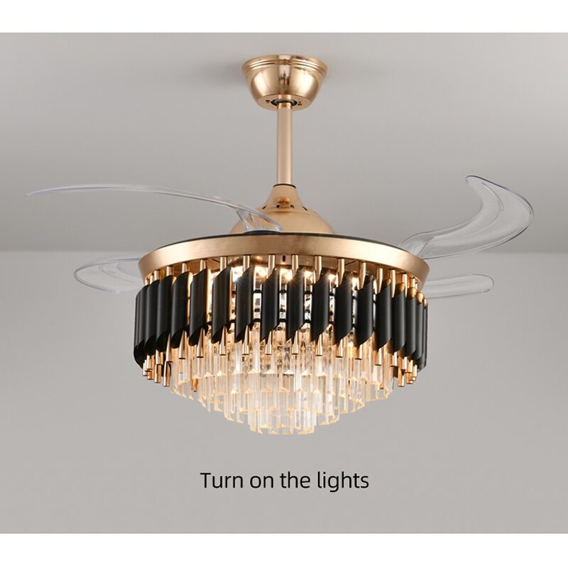 LED Ceiling Fan Lamp Factory - Customized Crystal Remote Control Indoor
