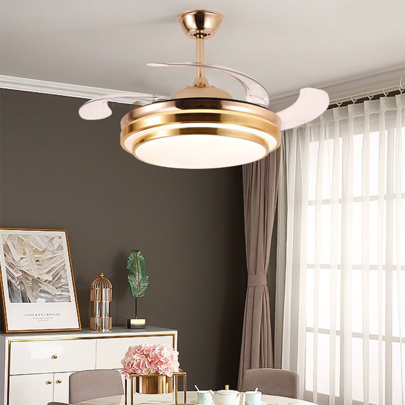 LED Chandelier Fan Manufacturer - Bluetooth Music Gold Invisible