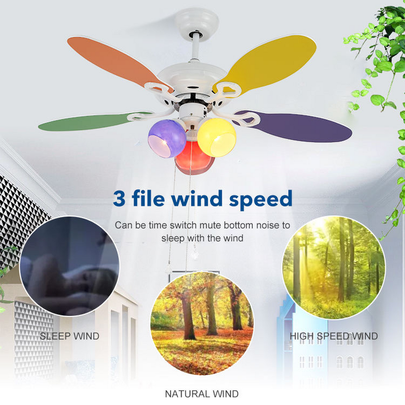 LED Fan Light Factory - Nordic Style Colorful Wood Blades DC Motor Remote