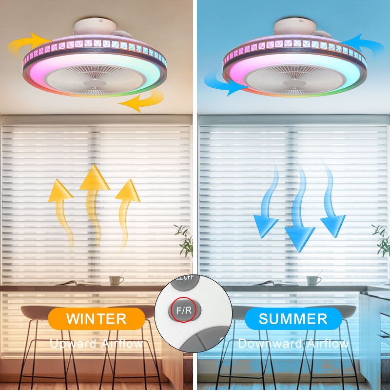 LED Lamp Fan Factory - Modern 3600 6000K RGB Remote Flush Mount
