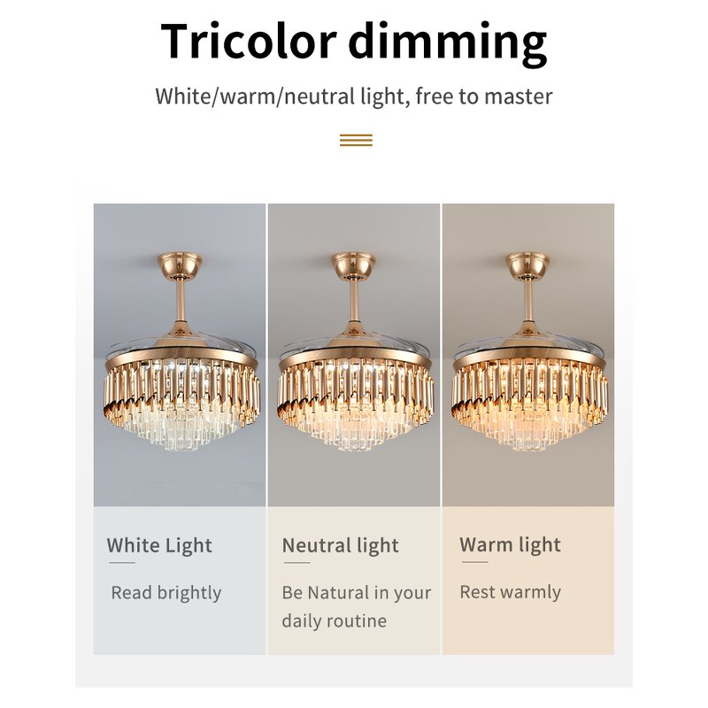 LED Ceiling Fan Manufacturer - Crystal Remote Control 110V DC Motor