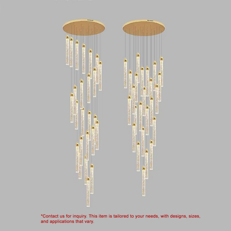 Crystal Pendant Light Manufacturer - Hotel Villa Hall Staircase Long Gold