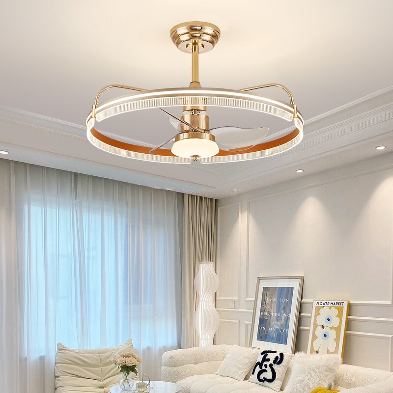 LED Ceiling Fan Manufacturer - Luxury Gold Pendant Elegant Hanging Remote