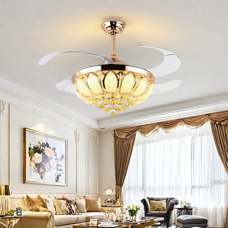 LED Ceiling Fan Light Manufacturer - Modern Luxury 220V AC DC Motor Remote