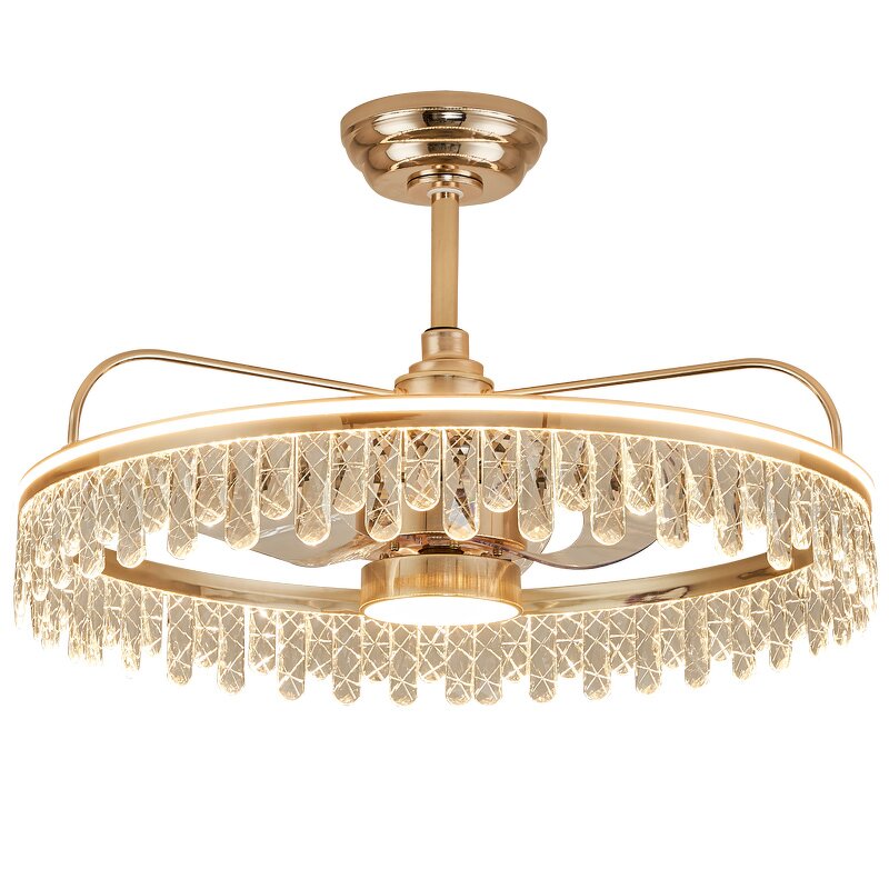 Crystal Ceiling Fan Light Manufacturer - Aluminum Crystal Golden French Luxury