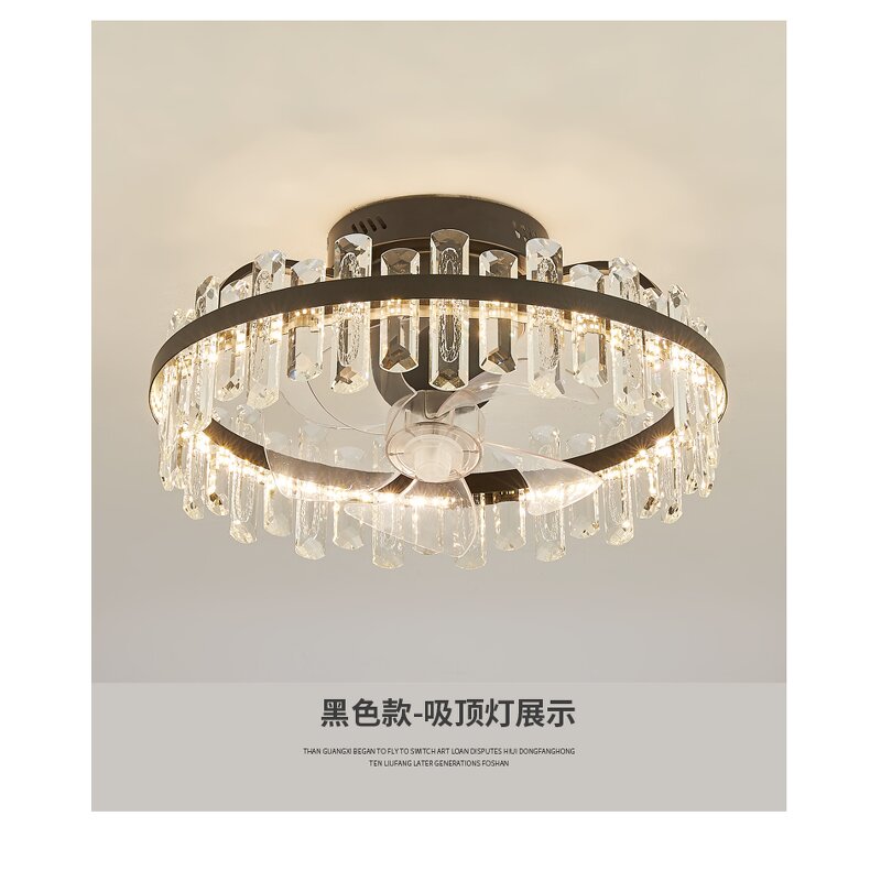 LED Ceiling Fan Light Factory - Luxury Minimalist Crystal 60W Remote Wood ABS