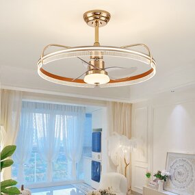 LED Ceiling Fan Manufacturer - Luxury Gold Pendant Elegant Hanging Remote