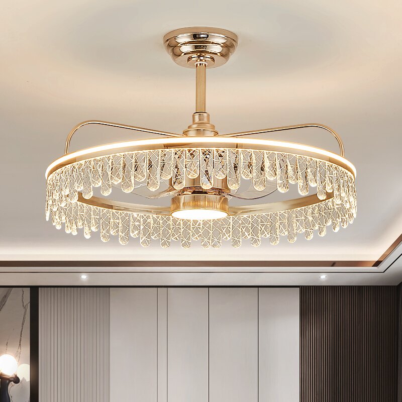 Crystal Ceiling Fan Light Manufacturer - Aluminum Crystal Golden French Luxury