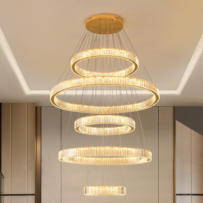 Crystal Chandelier Manufacturer - Luxury Duplex High Hollow Adjustable Height