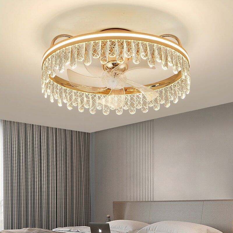 Crystal Ceiling Fan Light Manufacturer - Aluminum Crystal Golden French Luxury