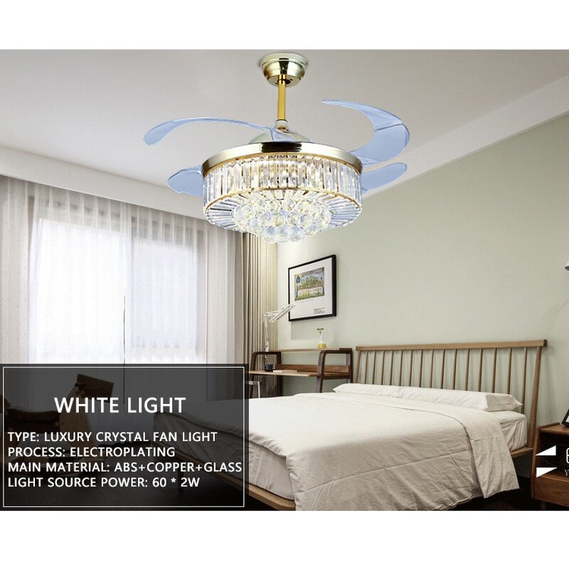 Ceiling Fans Manufacturer - Modern ABS Blades Retractable LED Light Remote