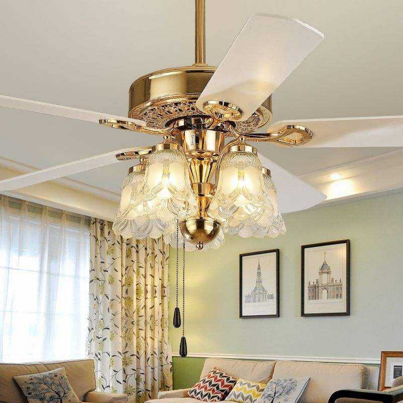 Fan Chandelier Factory - European Style Wood Copper DC Motor 6-Speed LED