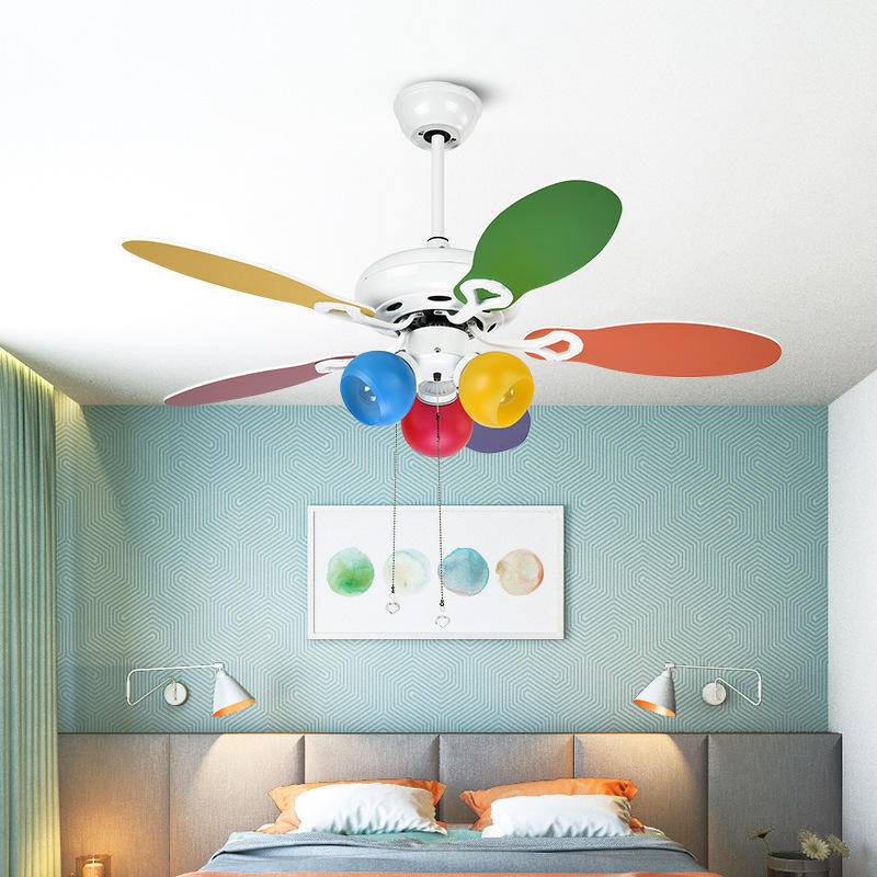 LED Fan Light Factory - Nordic Style Colorful Wood Blades DC Motor Remote