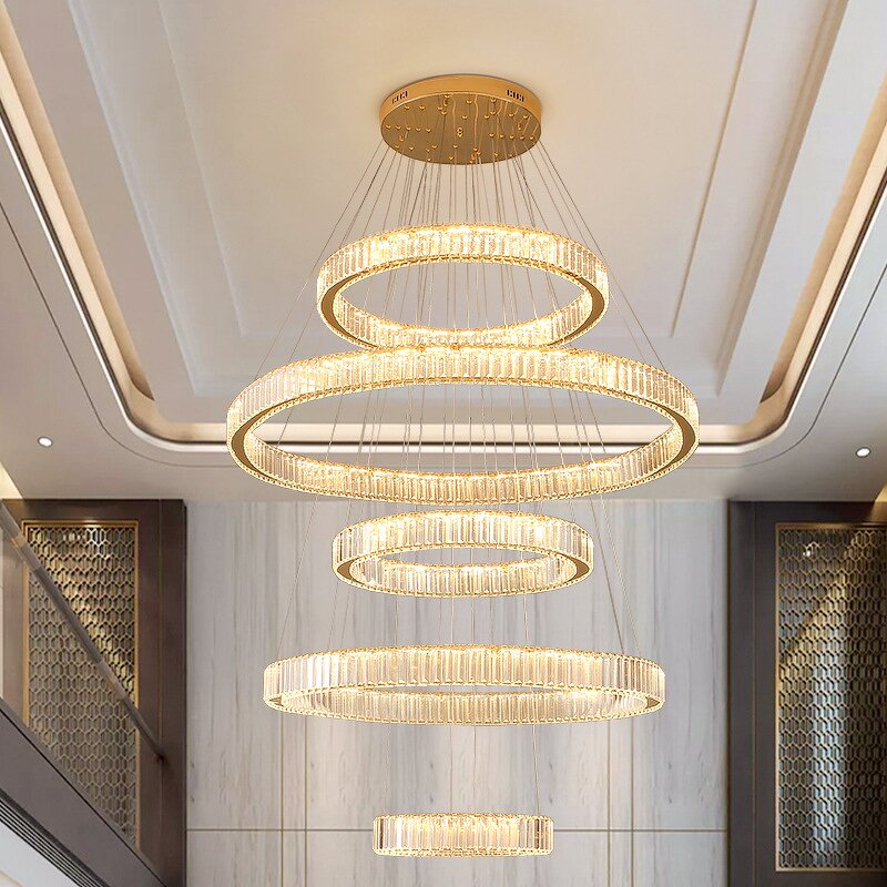 Crystal Chandelier Manufacturer - Luxury Duplex High Hollow Adjustable Height