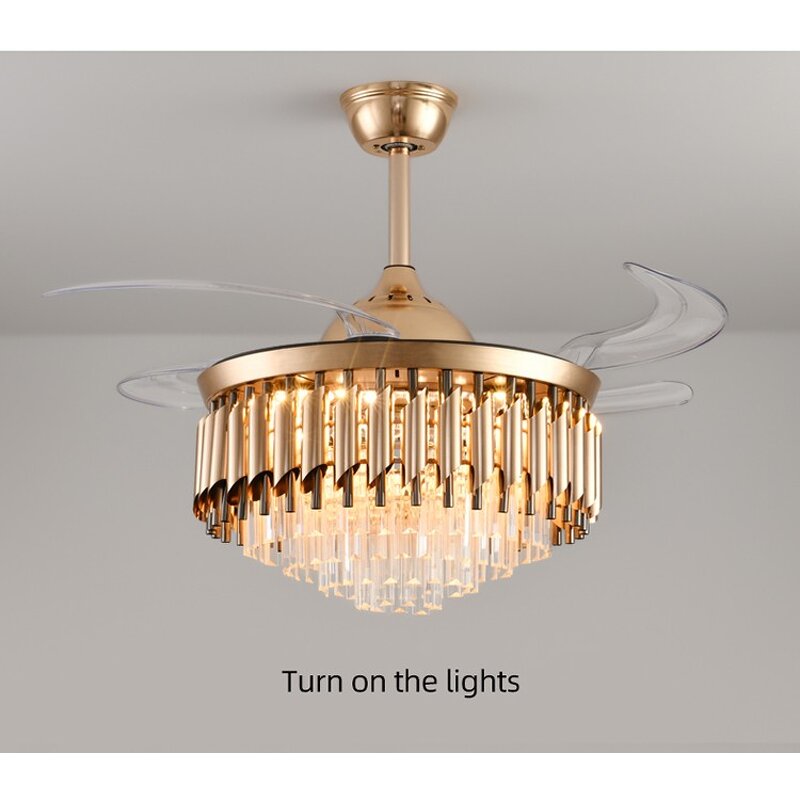 LED Ceiling Fan Lamp Factory - Customized Crystal Remote Control Indoor
