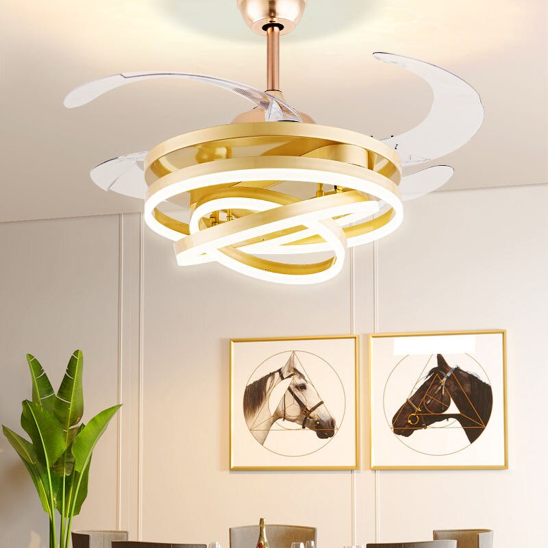 LED Ceiling Fan Light Manufacturer - Bedroom Energy Saving Dimmable Remote Iron