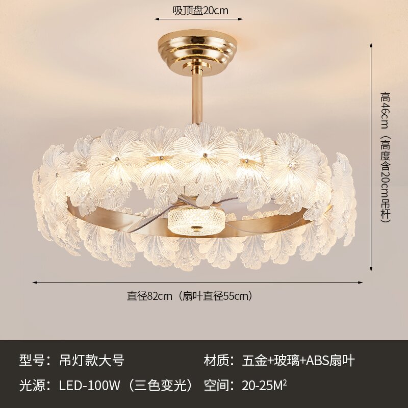 LED Chandelier Fan Manufacturer - Luxury Gold Crystal Hanging Remote Control