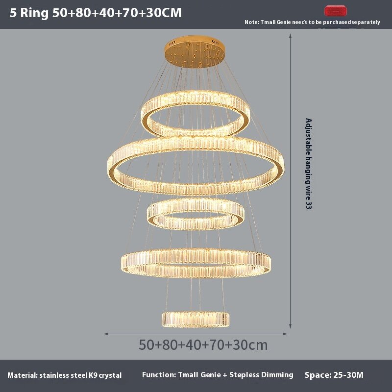 Crystal Chandelier Manufacturer - Luxury Duplex High Hollow Adjustable Height