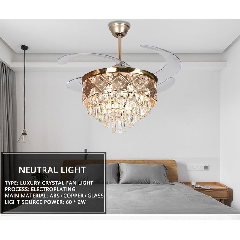 Ceiling Fan Manufacturer - 42 Inch Folding Blades LED 3 Colors Remote