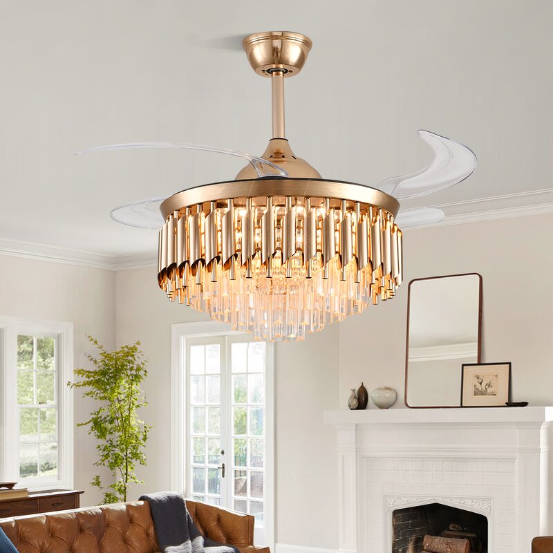 LED Ceiling Fan Manufacturer - Crystal Remote Control 110V DC Motor