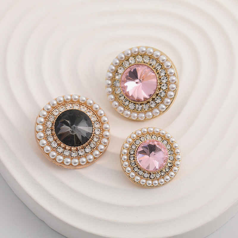 Zinc Metal Button Factory - OEM Rhinestone Pearl Coat Button