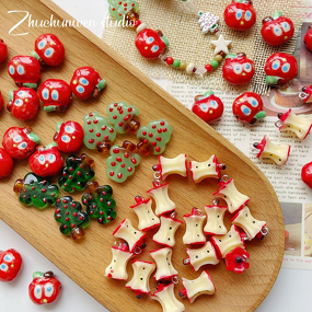 Resin Pendant Factory - OEM Christmas Apple Glass Beads