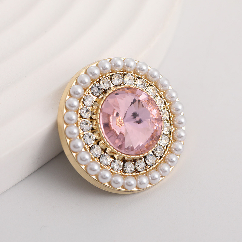 Zinc Metal Button Factory - OEM Rhinestone Pearl Coat Button