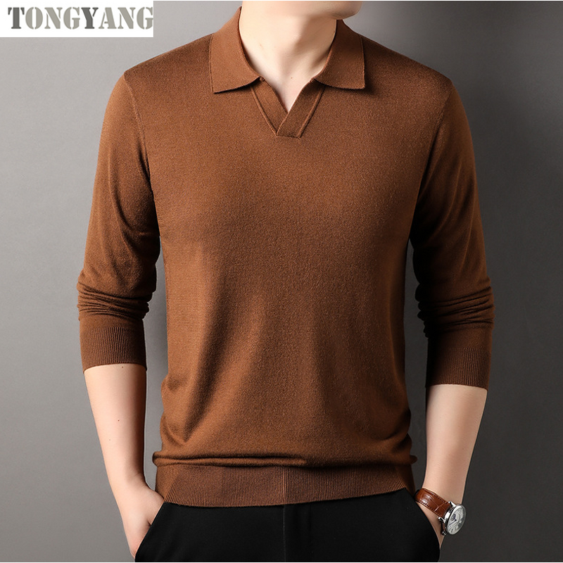 Men's Sweater Factory - OEM Solid Color Lapel Knitted Blended