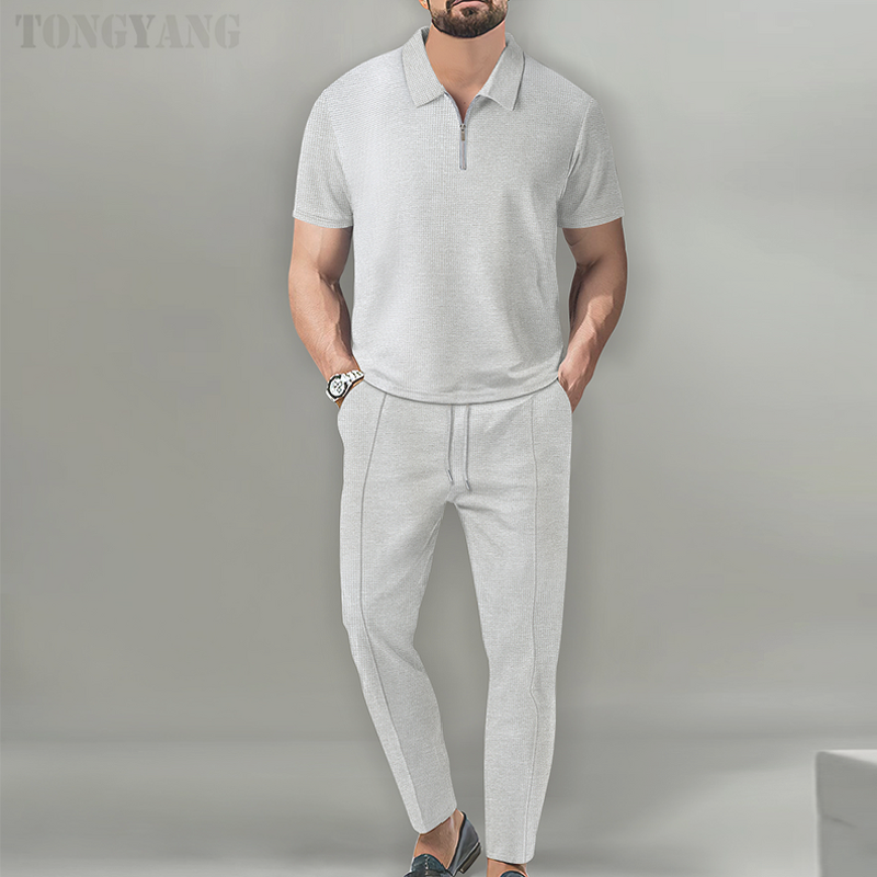 Polo Suit Factory - OEM Men's Casual Two-piece Solid Color