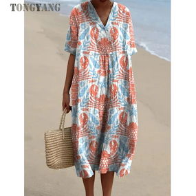 Women's Dress Factory - OEM V-Neck 3D Marine Life Print