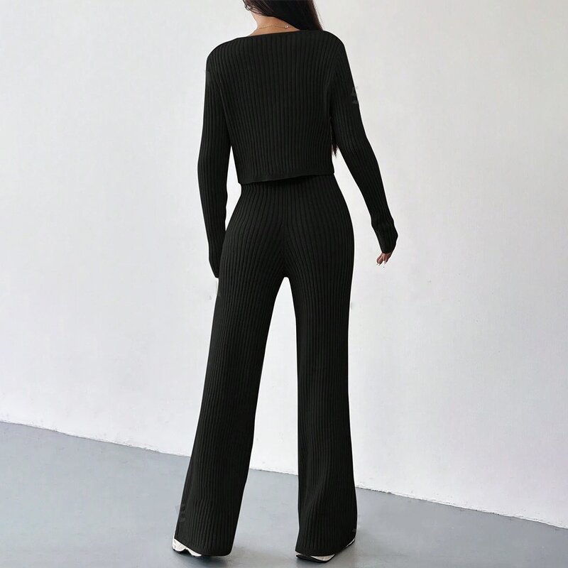 Knitted Set Factory - OEM Women Spring Autumn Solid Color