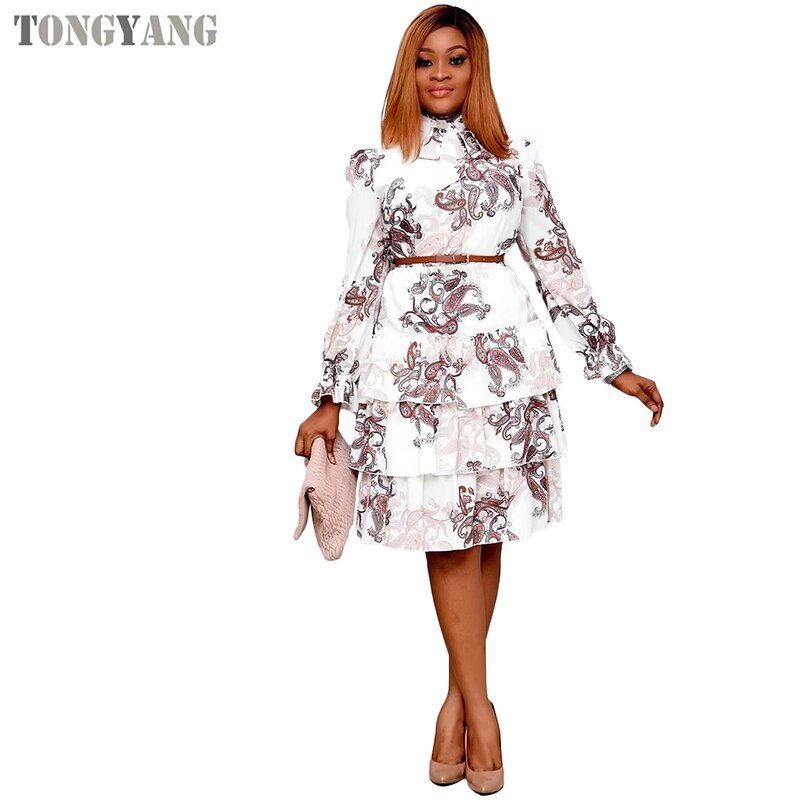 Chiffon Dress Factory - OEM Fashion Cascading Ruffle Floral