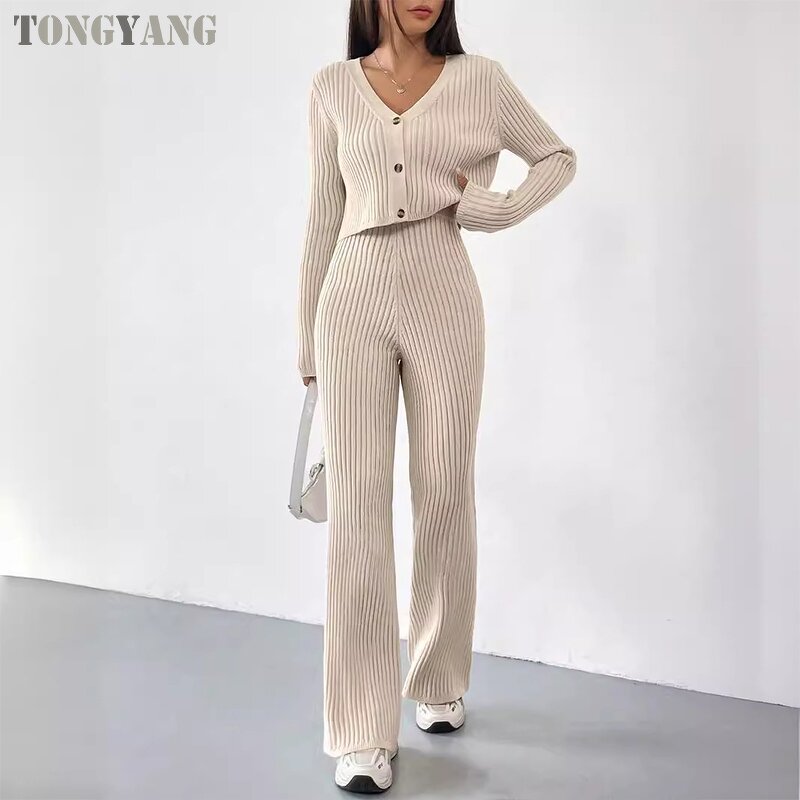 Knitted Set Factory - OEM Women Spring Autumn Solid Color