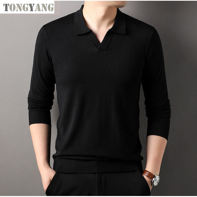 Men's Sweater Factory - OEM Solid Color Lapel Knitted Blended