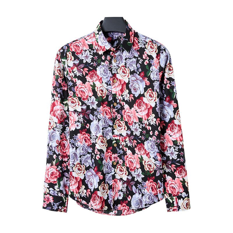 Printed Shirt Factory - OEM Men's Long Sleeve Floral Cotton