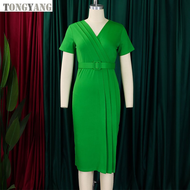 Pencil Skirt Factory - OEM Women's Summer V-Neck Waist Solid