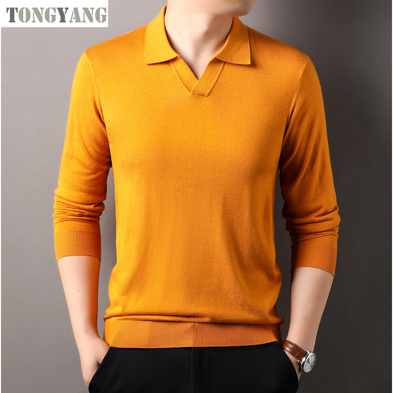 Men's Sweater Factory - OEM Solid Color Lapel Knitted Blended