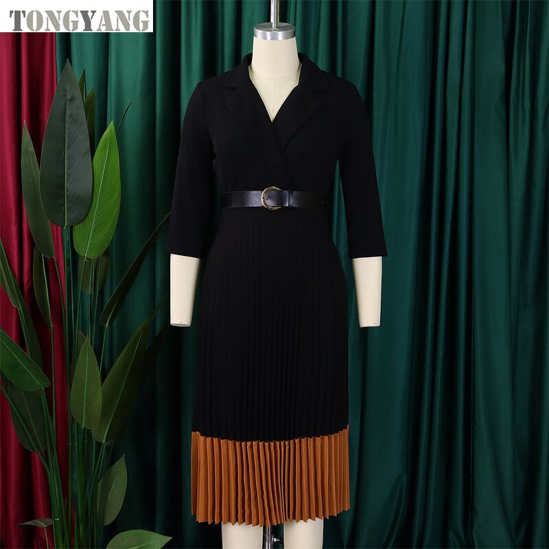 Career Dress Factory - OEM Spring Autumn Lapel Collar Belted